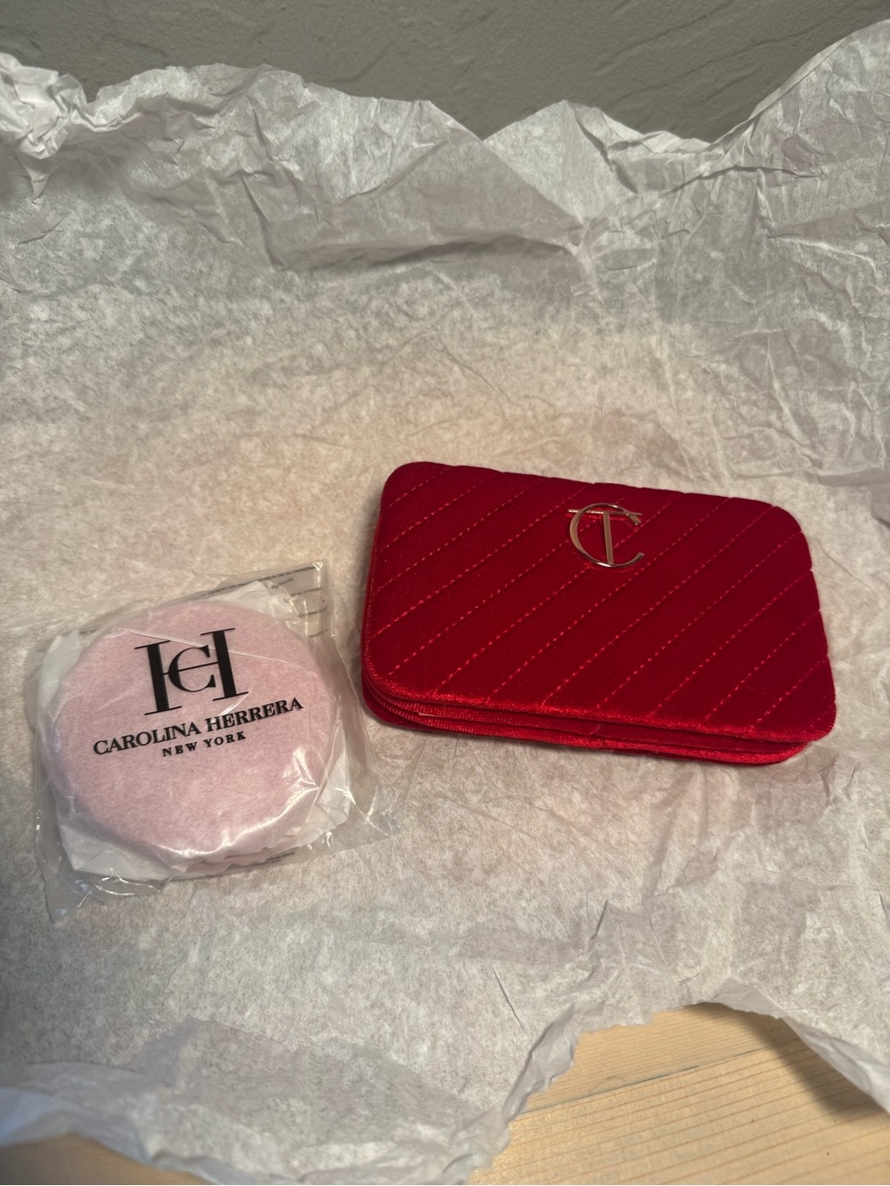Carolina Herrera Double Mirror and Charlotte Tilbury Mini Clutch Bundle